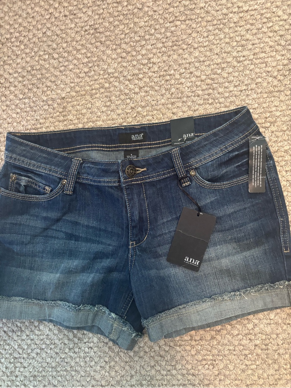 a.n.a Women's Dark Blue Rolled-Hem Denim Shorts